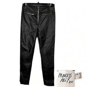 Princess Polly faux leather pants,women size 8, black,zipper,stretchy,party,goth